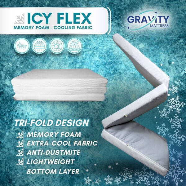 ICY FLEX Foldable Mattress MEMORY FOAM Mattress Single 3" - Image 2