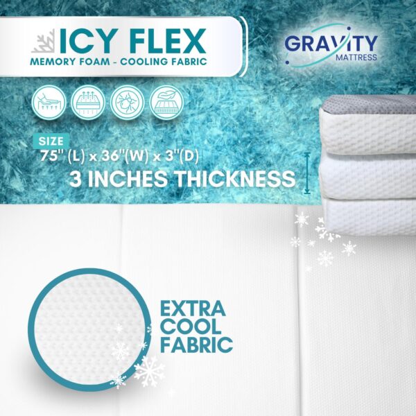 ICY FLEX Foldable Mattress MEMORY FOAM Mattress Single 3" - Image 3